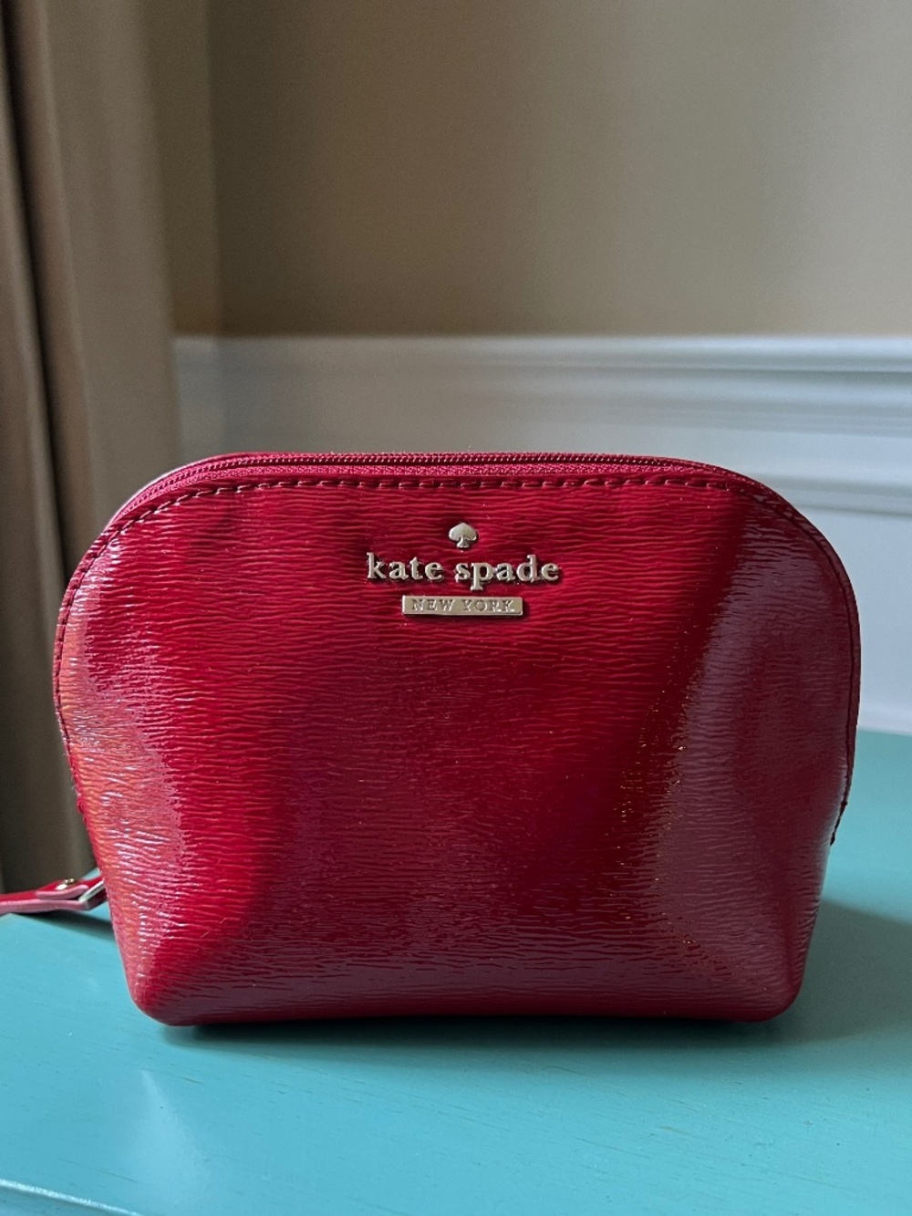 Kate Spade Red Patent Leather Cosmetic Bag